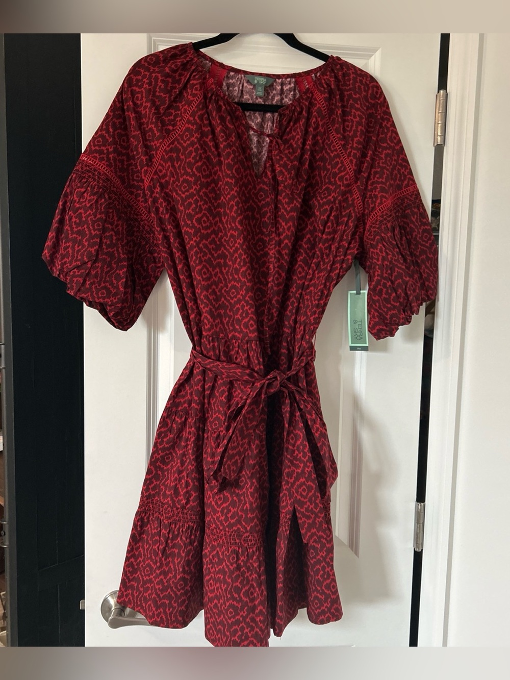Terra & Sky Women's Plus Mini Dress with Elbow Length Puff Sleeves, Size 0x- NWT